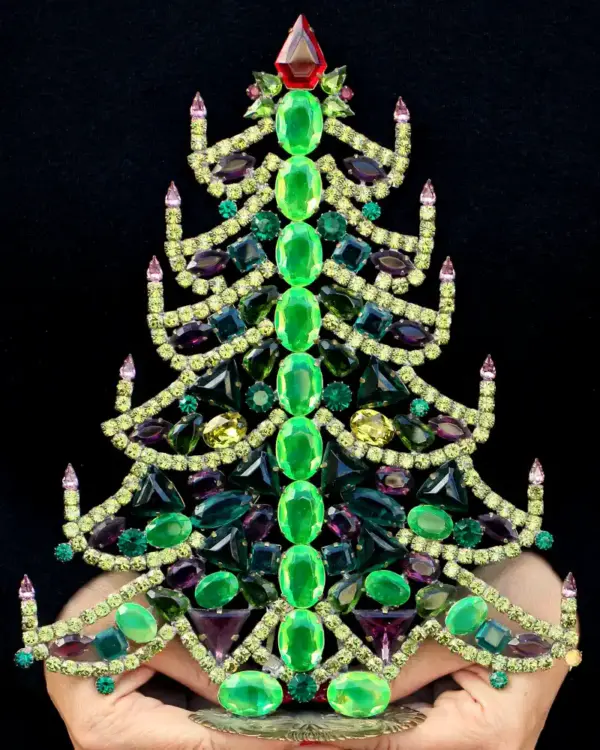 Uranium glass Czech christmas tree