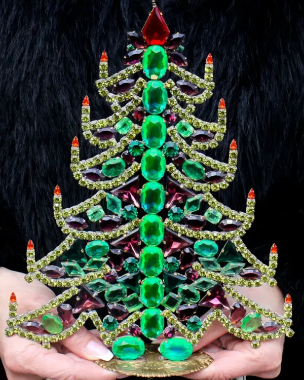 Uranium glass Czech christmas tree